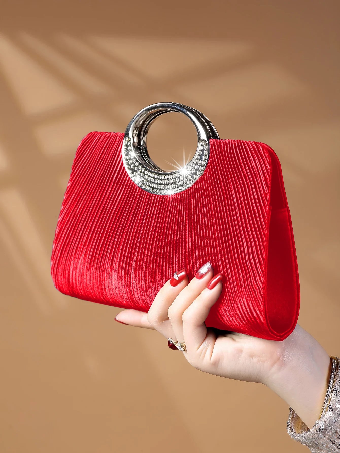 Women's Sparkling Glitter Crystal Evening Bag, Handbag And Crossbody Bag With Simple And Elegant Design, Suitable For Wedding