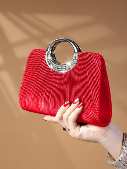 Women's Sparkling Glitter Crystal Evening Bag, Handbag And Crossbody Bag With Simple And Elegant Design, Suitable For Wedding