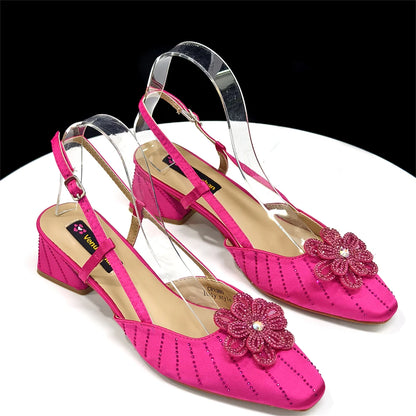 2026 Elegant Gold Color Women's Heels Handbag Set Rhinestone Embellished Designer Shoes for Weddings Special Events