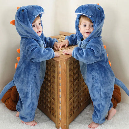 Cute Monkey Tiger Dinosaur Cosplay Costumes Boys Girls Toddler Animal Jumpsuit Baby Rompers Infant Clothes Pyjamas Kids Kigurumi