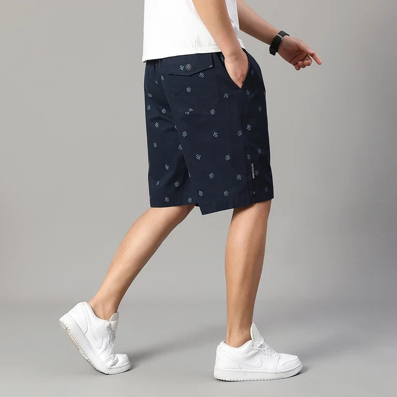 Men's Cotton Print Shorts Streetwear Casual Cotton Workwear Summer Breathable Fitness Knee Shorts Sports Shorts Sweatwear 6XL