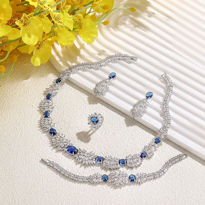 2025 New 4-piece Bride Zirconia Full Set Women's Party Jewelry, Luxury Dubai Nigeria CZ Luxury Crystal Wedding Necklace Set