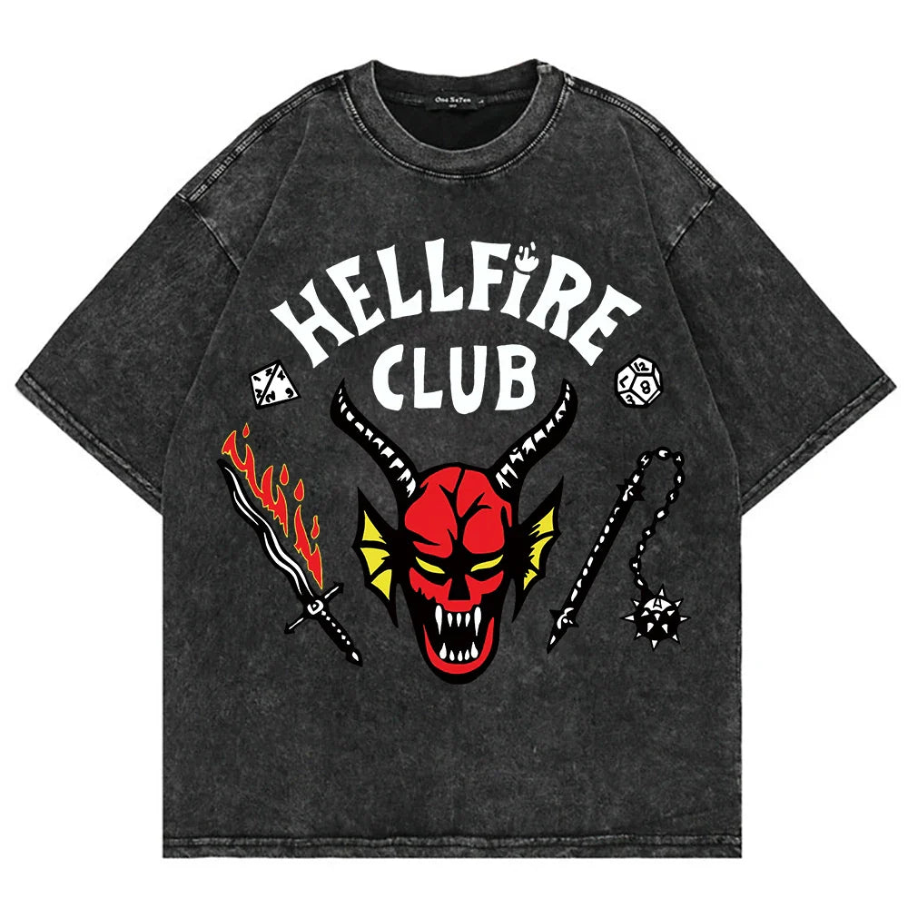 100% Cotton Vintage Washed Club T Shirt Fashion Men/Women Aesthetic Retro Streetwear High Quality Retro Acid Wash Tees Shirts