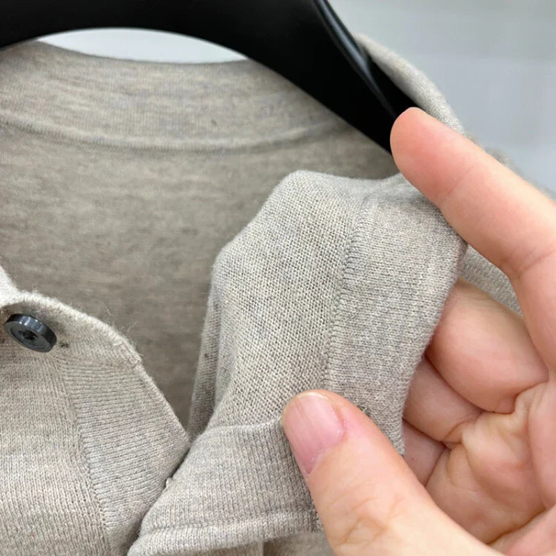Men's Long Sleeve Fashion Casual Polo, Shirt Collar Pullover Sweater. Business Sweater T-shirt Golf Spring & Autumn Wool