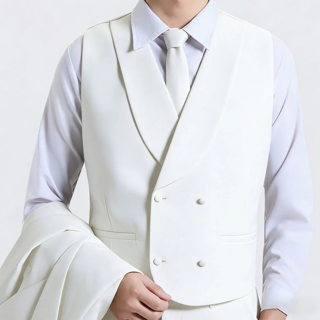 Men Vest Gray With Lapel Double Breasted Solid Waistcoat For Wedding Banquet Office Business Work Casual Daily Men Suit Vest