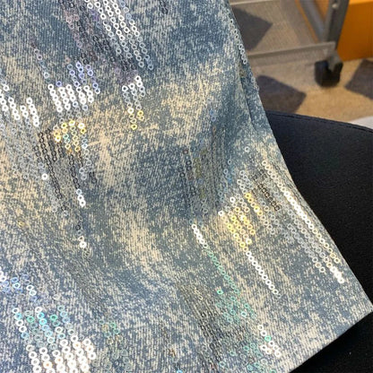 skirts for women Sequin denim bag hip skirt Summer new Korean version of high waist slim retro niche design Joker skirt.
