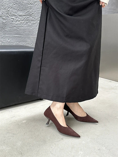 2024 Autumn Pointed Toe Women Sexy Shallow Slip On Pumps Shoes Fashion Thin High Heel Ladies Elegant Dress Shoes Mujer