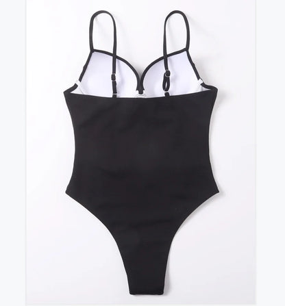Sexy Push Up Underwire Swimwear Women Solid White Black Padded Buckle One Piece Swimsuit Beach Bathing Suit Bodysuit Monokini