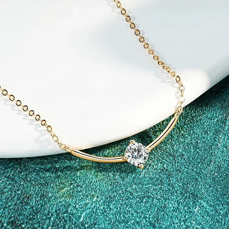 Minimalist Choker Necklace For Women 925 Sterling Silver 5mm 0.5ct Moissanite Pendant Necklace Delicate Daily Jewelry Gift