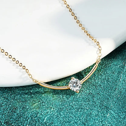 Minimalist Choker Necklace For Women 925 Sterling Silver 5mm 0.5ct Moissanite Pendant Necklace Delicate Daily Jewelry Gift