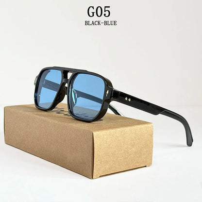 Square Sunglass Men Retro Vacation Yellow Sunglasses Women Trendy Vintage Fashion Glasses Luxury Gafas De Sol Hombre Zonnebril