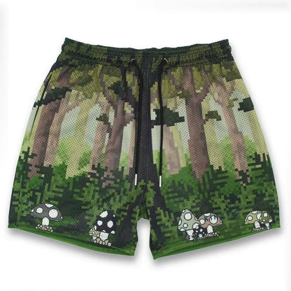 Summer Trend Motorcycle Shorts Mens Quick Dry Clothing Casual Short Pants Gym Fitness Sports Mesh Basketball Sweatpants