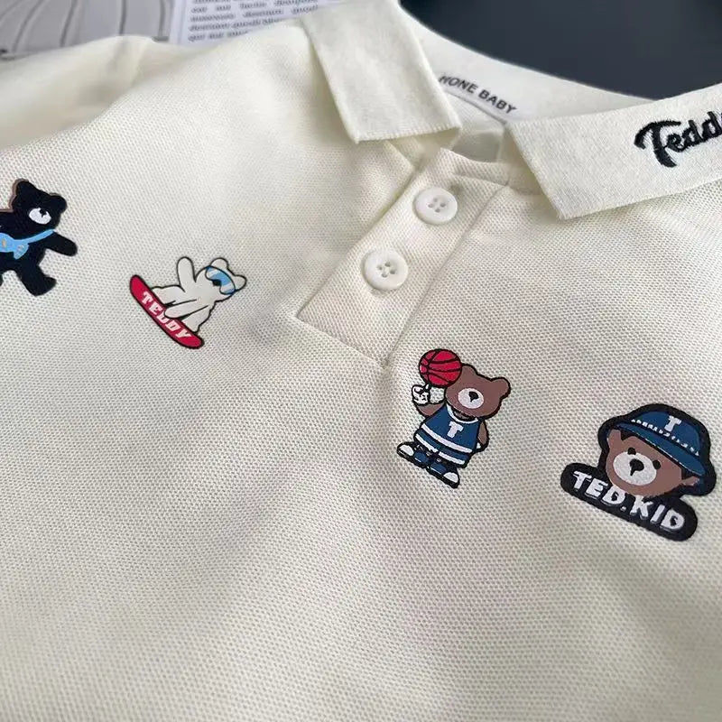 New Children Summer Fashion Baby Boy Clothes Suits Infant Cute Cartoon Bear Polo T Shirt Shorts 2pcs/Set Toddler Casual Costume