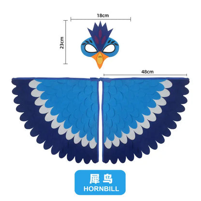 Bird Cosplay Costume Stage Performance Owl Peacock Wings Bird Felt Cape with Mask for Girls Boys Halloween Party Cloak