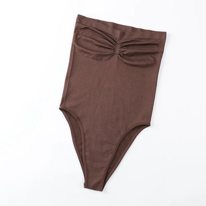 Women's Seamless Bandeau Bodysuit With Ruched Bust Detail