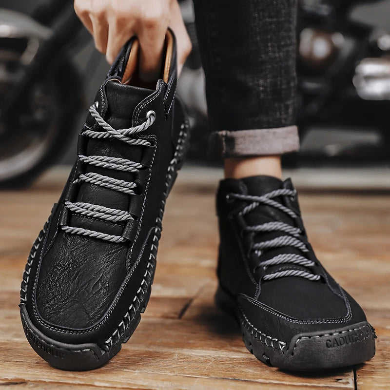 Men's Hand-stitched Boots Plus-size Casual Shoes Comfortable Soft Ankle Boots Outdoor Non-slip Wear Boots