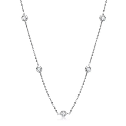 925 Sterling Silver Necklaces Round Cut 2.5mm/4mm Bezel Moissanite Choker Necklace for Women Multilayer Neck Jewelry