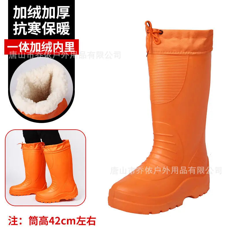 Men's Women's High-End Rain Boots Closed Rainproof and Waterproof Short and Mid.Calf Length Non-Slip Drawstring Rubber Boots