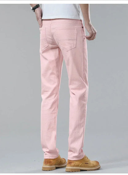5 Colors 98% Cotton Stretchy Jeans Men's Mid-waist Straight Pencil Denim Trousers Brand Clothing Personality Fashion Male Pants