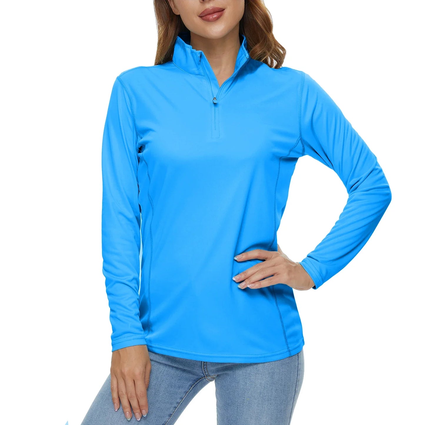 UPF50+ Quick Dry Long Sleeve Performance T-Shirts Womens Sun Protection Running Hiking Fishing Tee Shirts Tops Outdoor