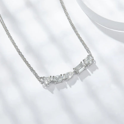 2.5ct Moissanite Necklace for Women, 925 Sterling Silver, 5 Shapes Diamond-like Pendant, Platinum Plated Wedding Gift Jewelry