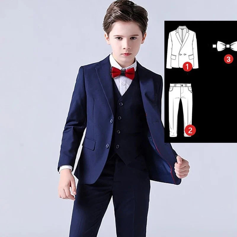 Top Quality Big Boys Suit For Wedding Teenager Kids Formal Tuxedo Dress Children Photograph Blazer Party Performance Costume