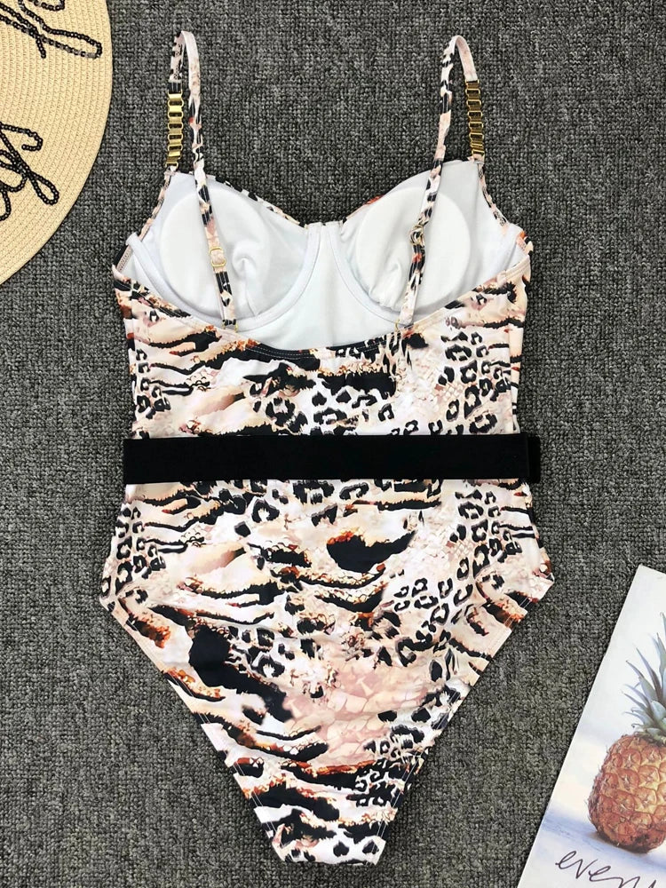 Sexy Push Up Underwire Swimwear Women Solid White Black Padded Buckle One Piece Swimsuit Beach Bathing Suit Bodysuit Monokini