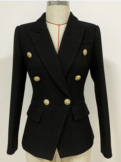 HIGH STREET 2026 Classic Baroque Designer Jacket Women's Metal Lion Buttons Double Breasted Textured Blazer Mint Green
