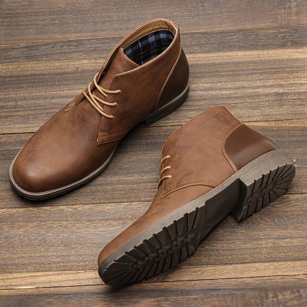 Retro American Style Men Desert Boots Ankle Boots Vintage Casual Leather Boots for Men