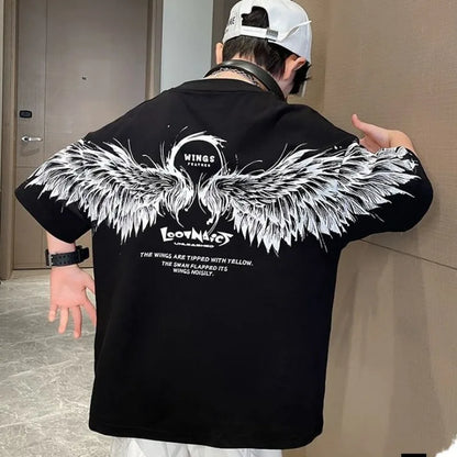 2026 Summer Kids Wing T-Shirt Cotton Loose Stylish Boy's Shirt Big Kids Summerwear