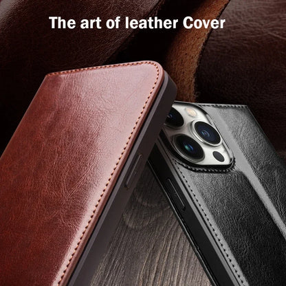 Luxury Thin Case for iPhone15 14 13 12 11 Pro Max Mini Genuine Leather Fashion Cover for XR XS Max 7 8 14 Plus Card Slot
