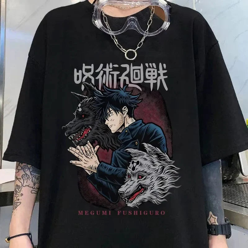 Fushiguro Megumi Printed T-shirt Men's Cool Street Loose T-shirt Summer Personalized Y2K Harajuku Shirt  Men T Shirt One Piece