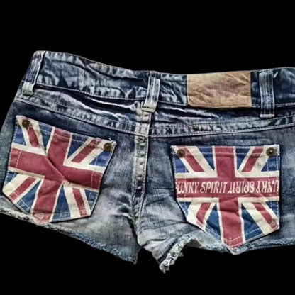 BB Hip Hop Fashion Street Clothing Graphic Printing Style Women Black Shorts Ins Y2K Goth Slim Denim Shorts