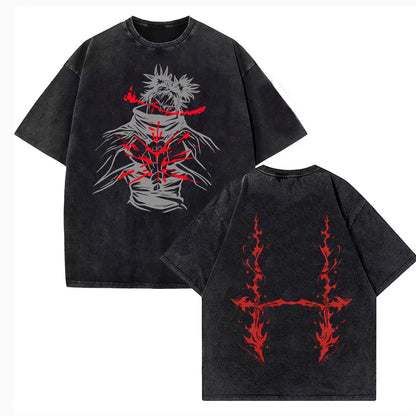 Anime Jujutsu Kaisen Choso Print T Shirt Men Women Y2k T-shirts Vintage Washed Cotton Tee Harajuku Male Short Sleeve Tshirt