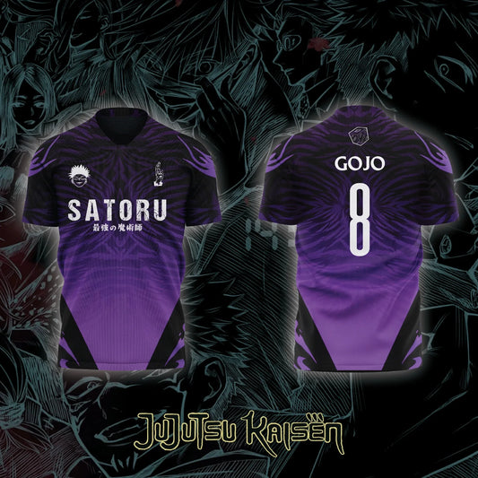 2026 Bandai Jujutsu Kaisen Anime SATORU GOJO NO.8 3D Print Football Jersey for Men's Tshirt Summer Sports Casual Tees Kids Y2k