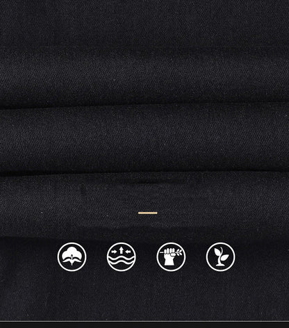 2025 New Winter Pure Black Fleece Thick Warm Jeans Men's loose Straight Elastic Denim Pants classics Casual Plush Trousers