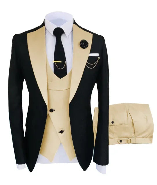 New Costume Slim Fit Men Suit Slim Fit Business Suits Groom Black Tuxedos For Formal Wedding Suit Jacket Pant Vest 3 Pieces