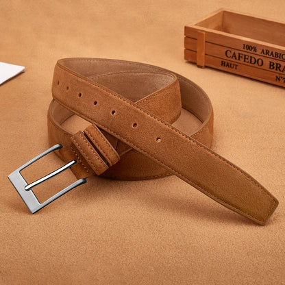 Luxury Suede Cowhide Leather Belt for women, Vintage Style Men belt  3.5cm Wide Waistband for Dresses & Jeans Unisex belt