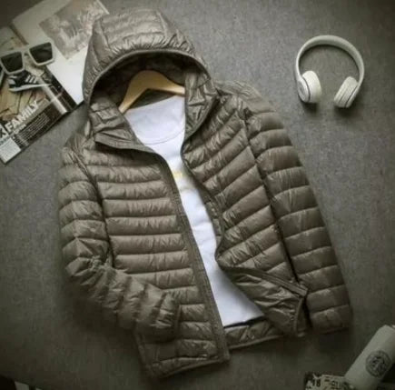 2025 Autumn and Winter New Lightweight Down Jacket Men's Short Hooded Joker Lightweight Thin White Duck Down Plus Size Coat