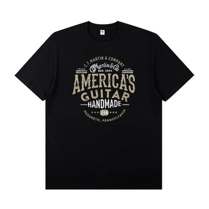 Martin Martin Guitarist Costume Rock Band T-shirt Men's Short Sleeve Instrument Print Cotton T-shirt Summer Clothing Tops Tee
