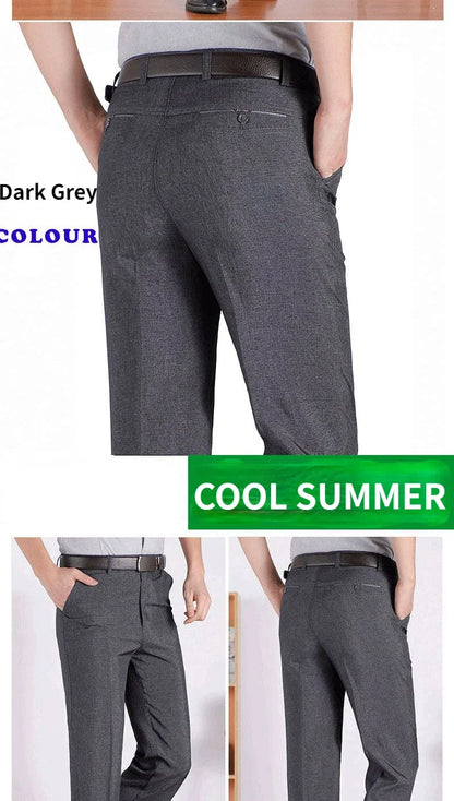 Autumn Thick  Summer Thin Casual Pants Men Straight Formal Long Trouser Adult Solid Color Flat Design Suit Pant Business RIYBEOE