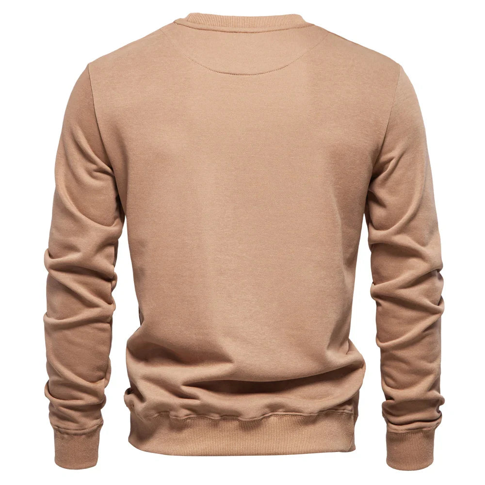 Cotton-blend Mens Crew Neck Solid Color Sweatshirts Pullover Casual Sport Sweatshirt for Men