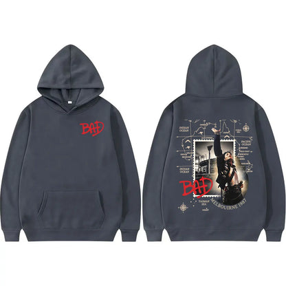 King of Pop Michael Jackson Bad Tour Pullovers Men Women Retro 80s Harajuku Fashion Hoodies High Quality Casual Cozy Sweatshirts