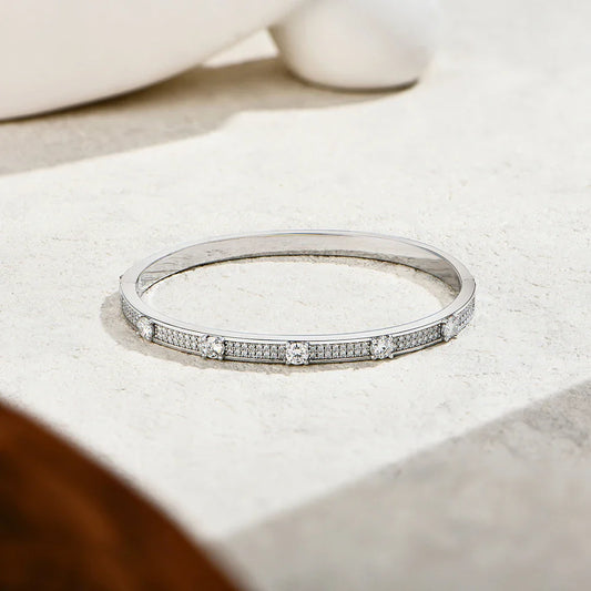 Bracelet jonc étroit entièrement pavé de diamants, bracelet de luxe en moissanite pour femmes et hommes, classique en argent 925, pour fiançailles, mariage, usage quotidien