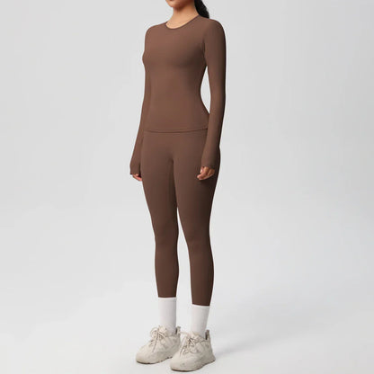 2 PCS Sportswear Yoga Set Gym Clothes Yoga Suits For Women Fitness Set Tracksuits Sports Long Sleeve Crop Top Gym Leggings