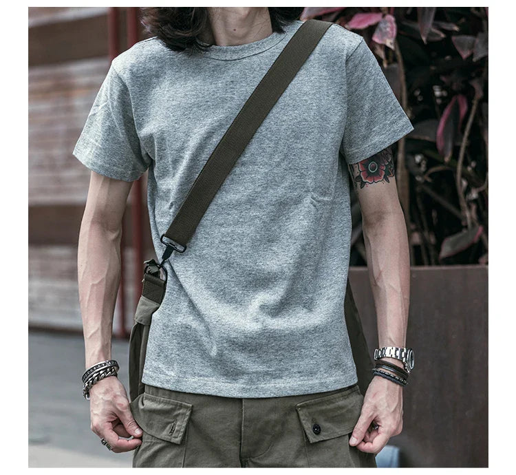 Bronson Heavyweight Seamless Tubular T-Shirt Summer Men's Plain Basic Tee Shirts