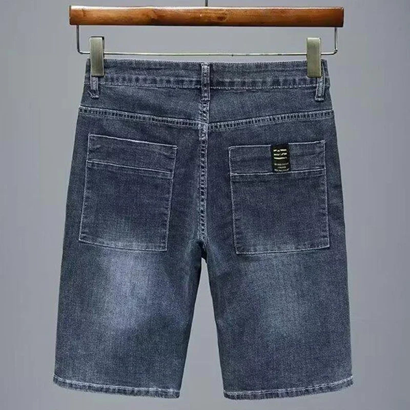 2026 Mens Summer Distressed Denim Shorts Baggy Casual Ripped Jeans Straight Leg Five Inch Shorts Streetwear Loose Fit