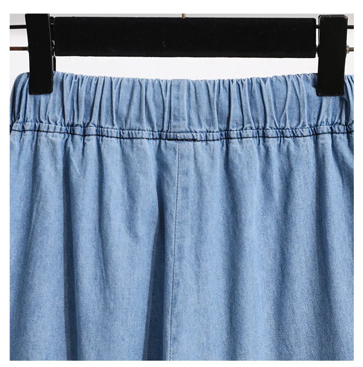 2026 High Waist Loose Fit Wide Leg Jeans Women Plus Size Casual Straight Workwear Trousers Summer Autumn Denim Capri Pants