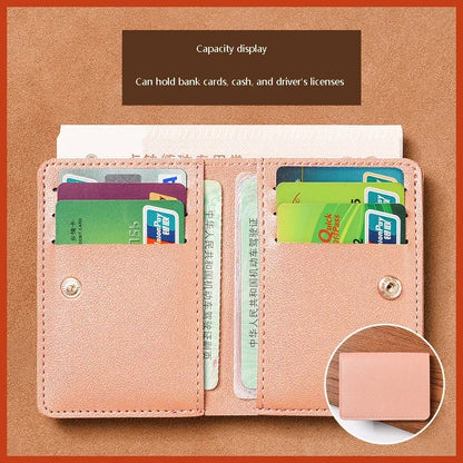 Portefeuille mini en cuir souple 2025 – Porte-cartes pliable fin avec bouton-pression pour femmes et hommes