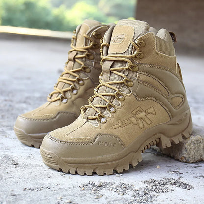New Men Tactical Boots Army Breathable Desert High Quality Unisex Waterproof Male Hunting Boots Ankle Work Climbing Hiking Shoes